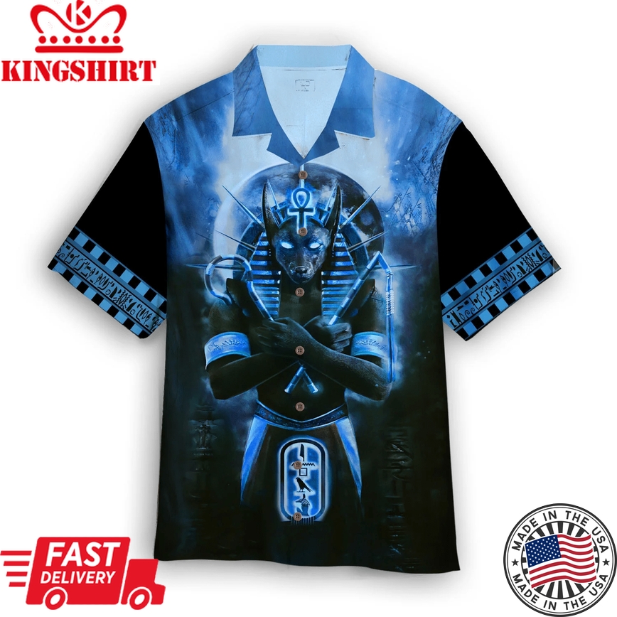 Anubis Blue Trendy Hawaiian Shirt