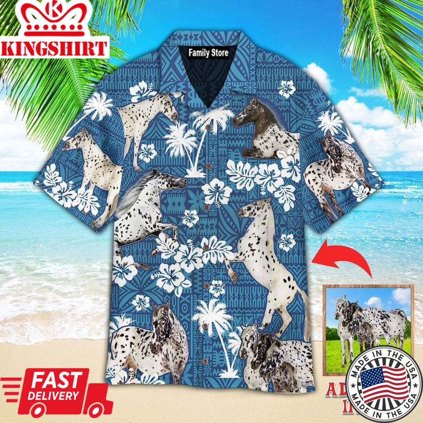 Appaloosa Horse Blue Tribal Custom Hawaiian Shirt