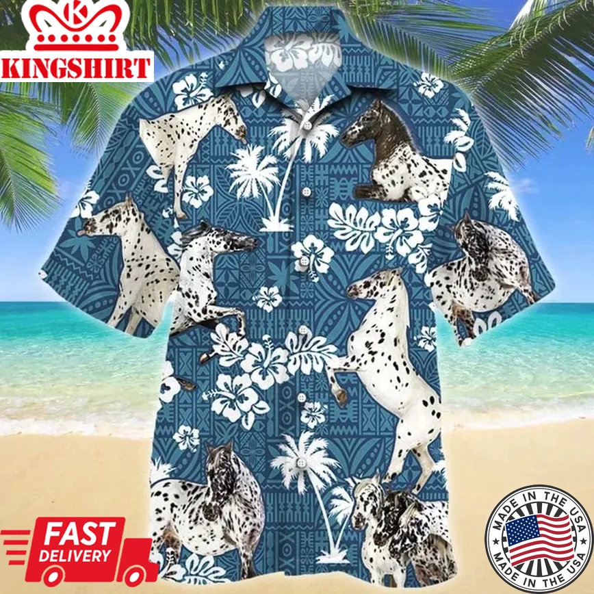 Appaloosa Horse Blue Tribal Pattern Trendy Hawaiian Shirt