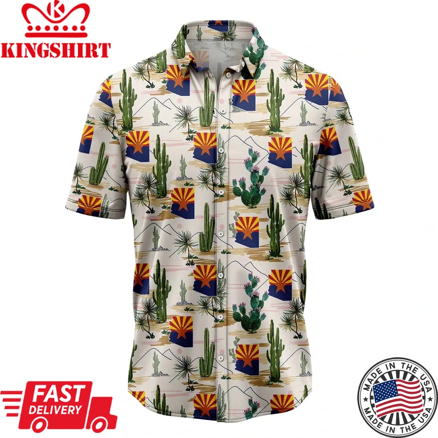 Arizona Cactus Trendy Hawaiian Shirt, Summer Trendy Hawaiian Shirts For Men, Aloha Beach Shirt