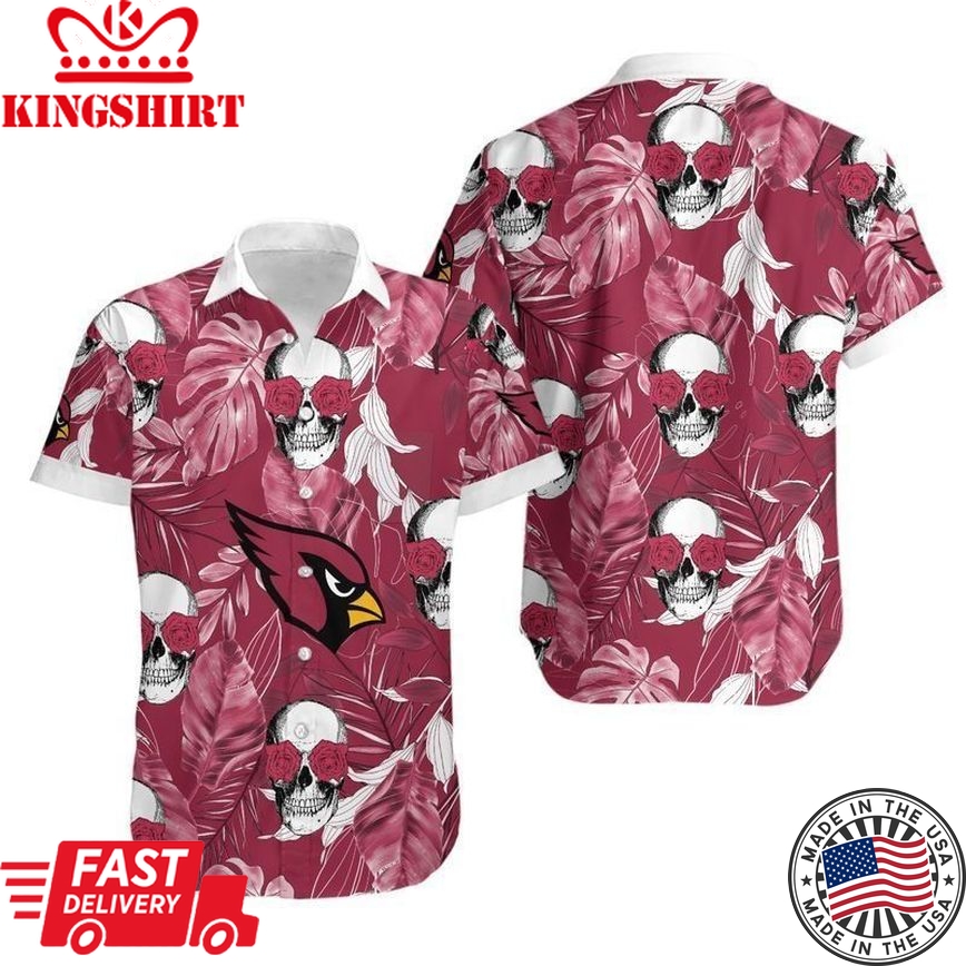 Arizona Cardinals Coconut Leaves And Skulls Hawaii Shirt And Shorts Summer Collection