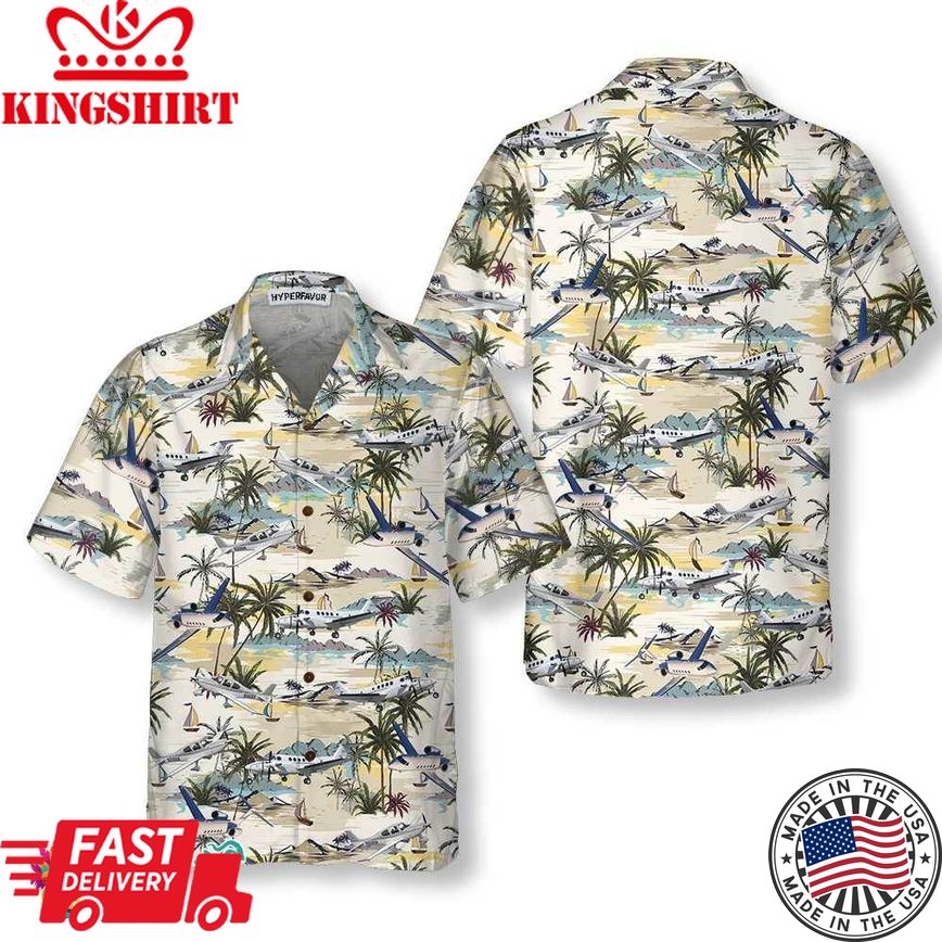 Army Aviation Aircraft Tropical Pattern Hawaiian Shirt, Tropical Aviation Shirt For Men