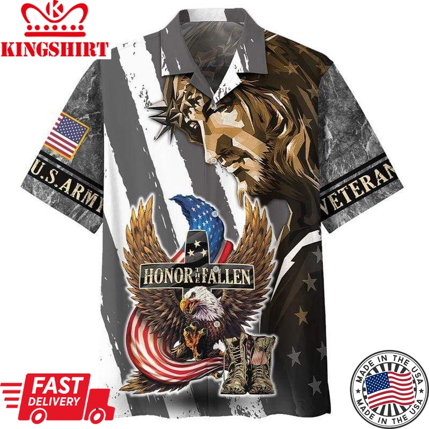 Army Veteran Jesus Honor The Fallen Aloha Hawaiian Shirts For Men & For Women