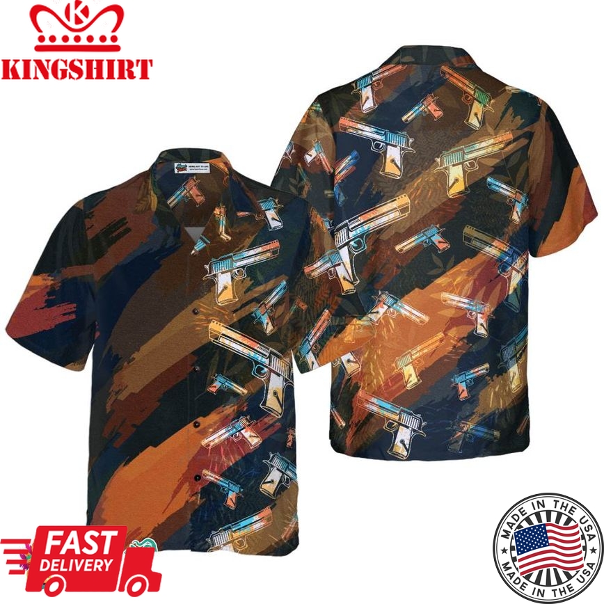 Artistic Tropical Gun Hawaiian Shirt For Men