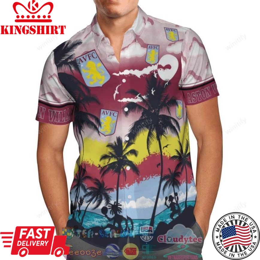 Aston Villa Fc Palm Tree Beach Trendy Hawaiian Shirt Aloha Shirt