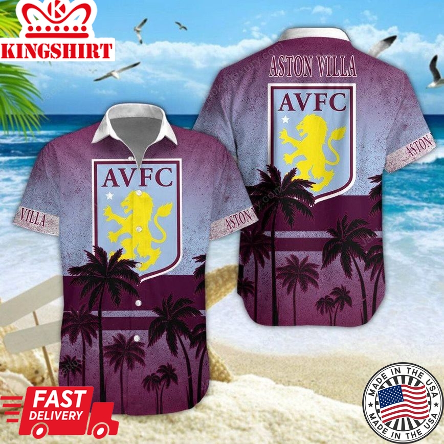 Aston Villa Fc Palm Tree Beach Trendy Hawaiian Shirt V2 Aloha Shirt