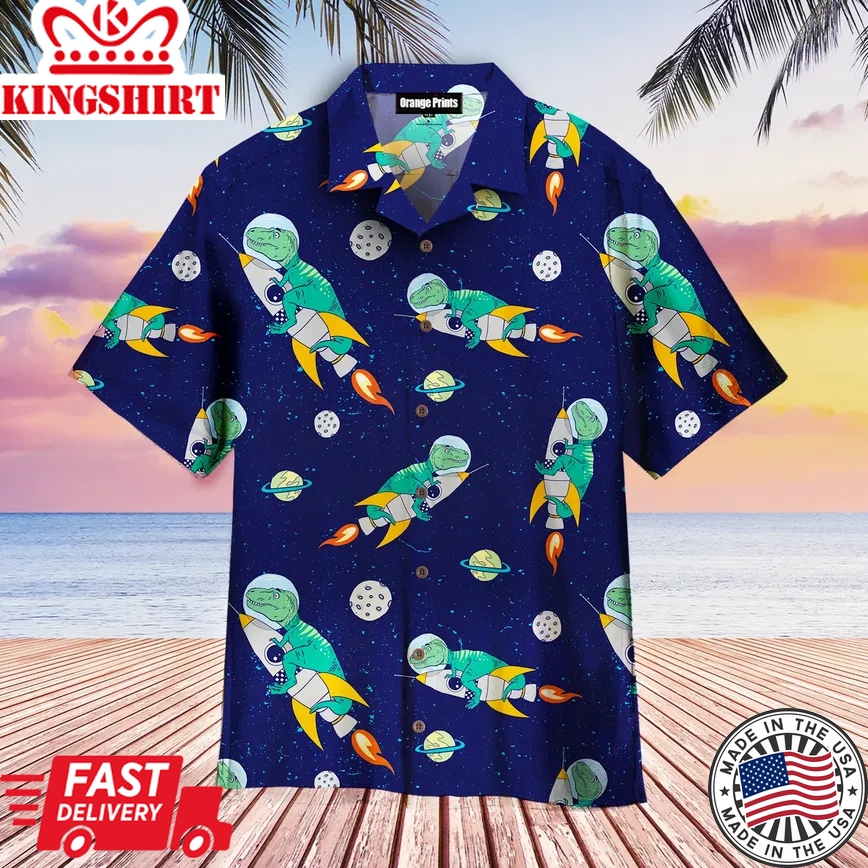 Astronaut Dinosaur In Space Trendy Hawaiian Shirt Wt4048N