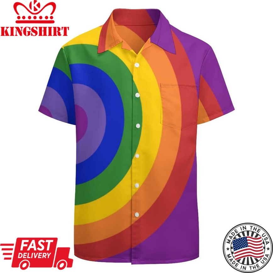 Asymmetrical Rainbow Bullseye Lgbt Pride Hawaiian Vintage Shirt