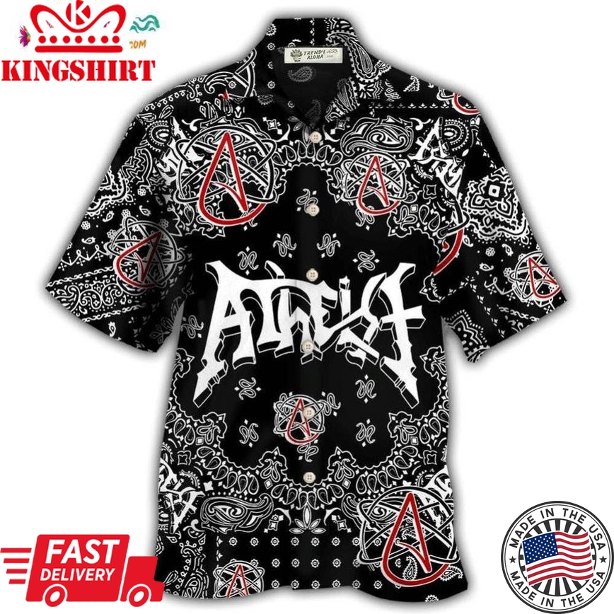 Atheist Black And White Paisley Pattern Hawaiian Shirt