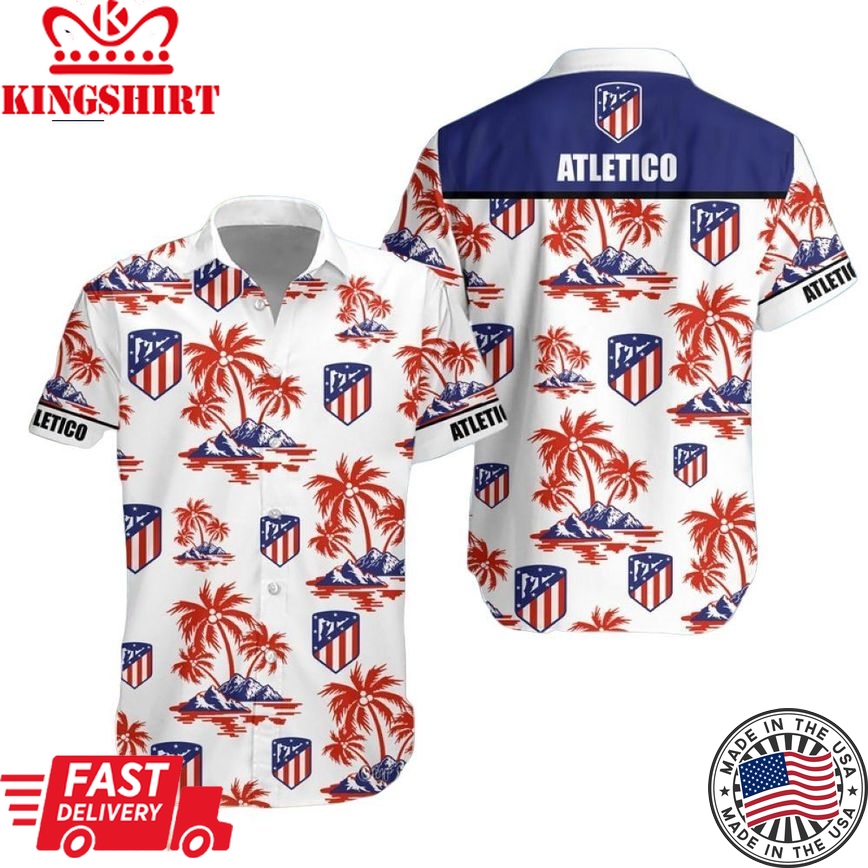 Atletico Madrid White Blue Trendy Hawaiian Shirt Aloha Shirt