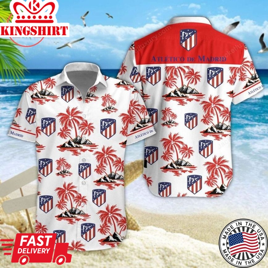 Atletico Madrid White Red Trendy Hawaiian Shirt Aloha Shirt