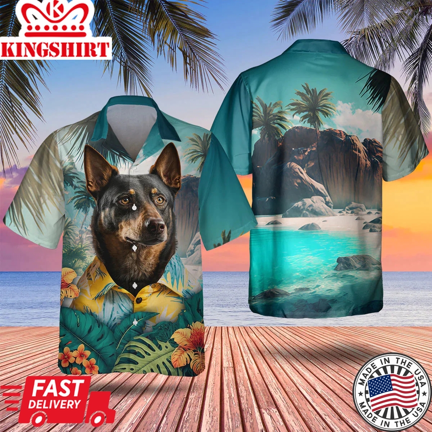 Australian Kelpie 3D All Over Printed Trendy Hawaiian Shirt, Dog Trendy Hawaiian Shirt, Men's Hawaii Shirt, Summer Gifts For Dog Lover