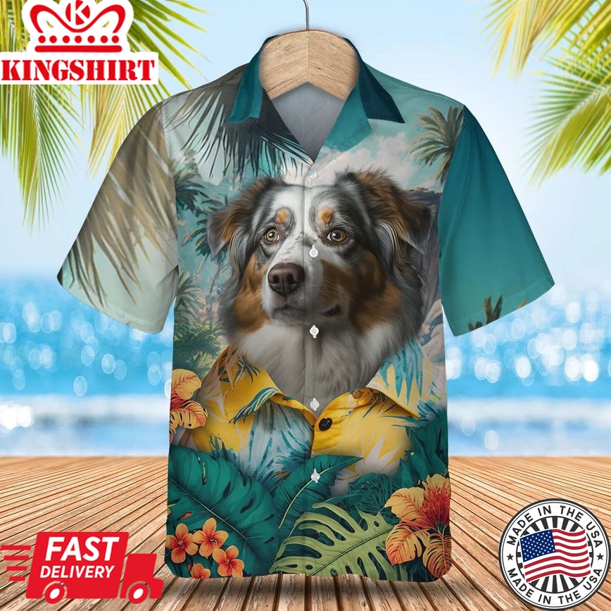 Australian Shepherd 2 Ai - 3D Tropical Trendy Hawaiian Shirt