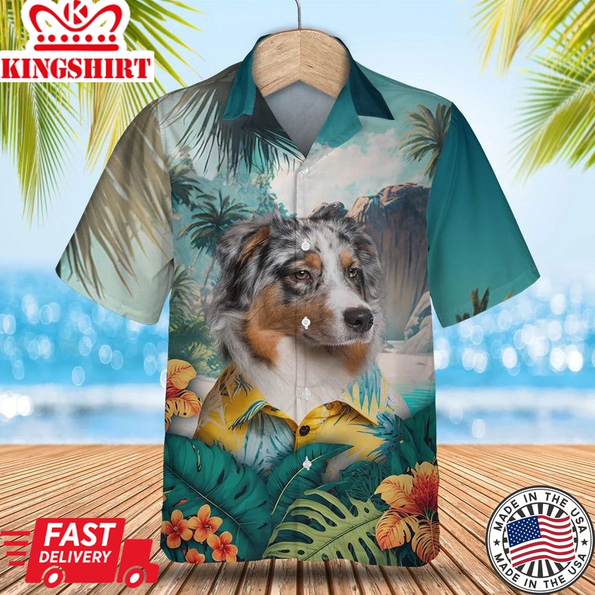 Australian Shepherd - 3D Tropical Trendy Hawaiian Shirt