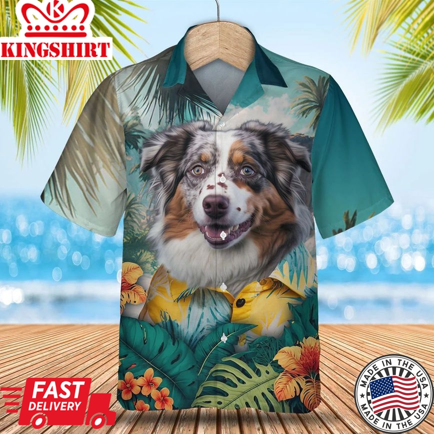 Australian Shepherd Ai - 3D Tropical Trendy Hawaiian Shirt