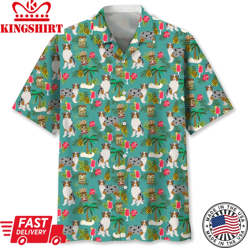 Australian Shepherd Hawaiian Beach Trendy Hawaiian Shirt