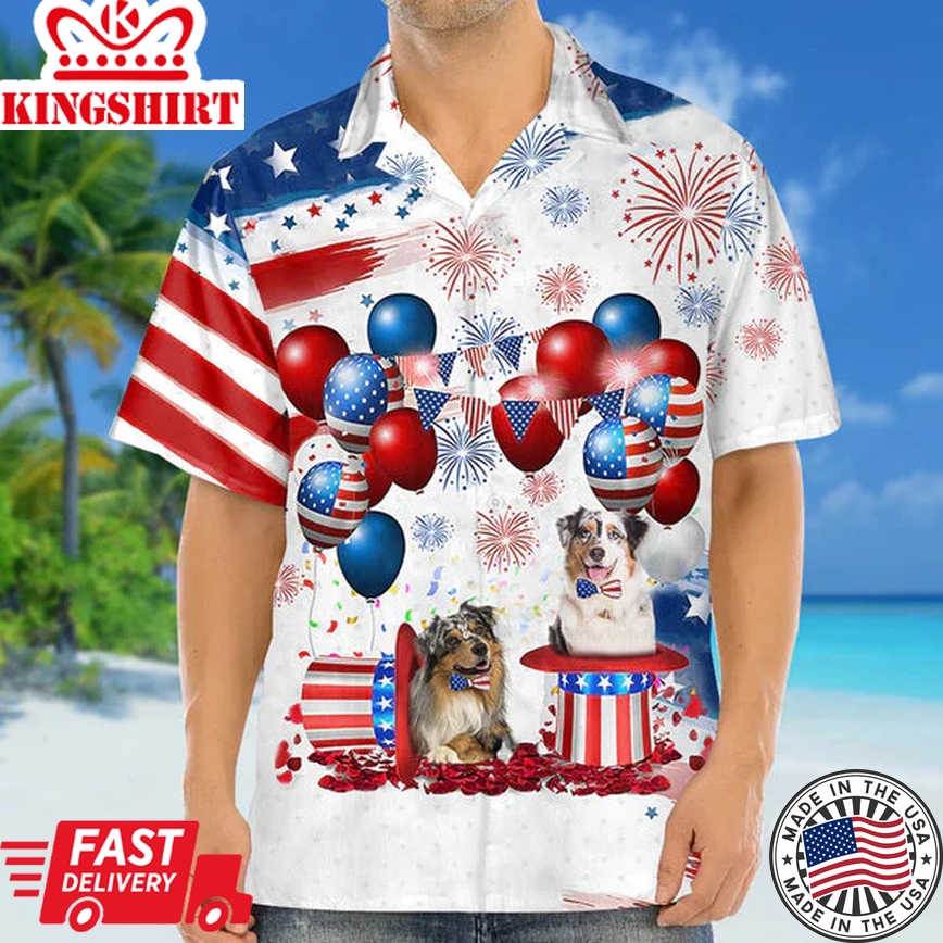 Australian Shepherd Independence Day Trendy Hawaiian Shirt For Men And Women, 4Th Of July Trendy Hawaiian Shirt