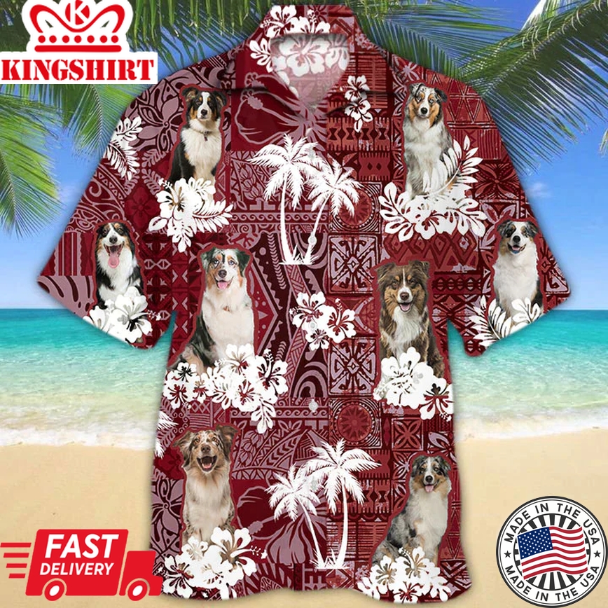 Australian Shepherd Red Trendy Hawaiian Shirt, Trendy Hawaiian Shirt For Men, Women, Aloha Shirt For Summer