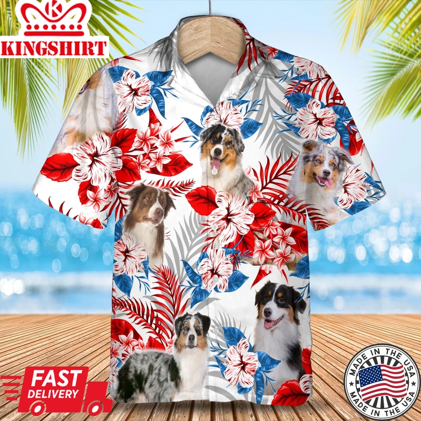 Australian Shepherd Trendy Hawaiian Shirt, Summer Aloha Shirt, Men Trendy Hawaiian Shirt, Women Trendy Hawaiian Shirt