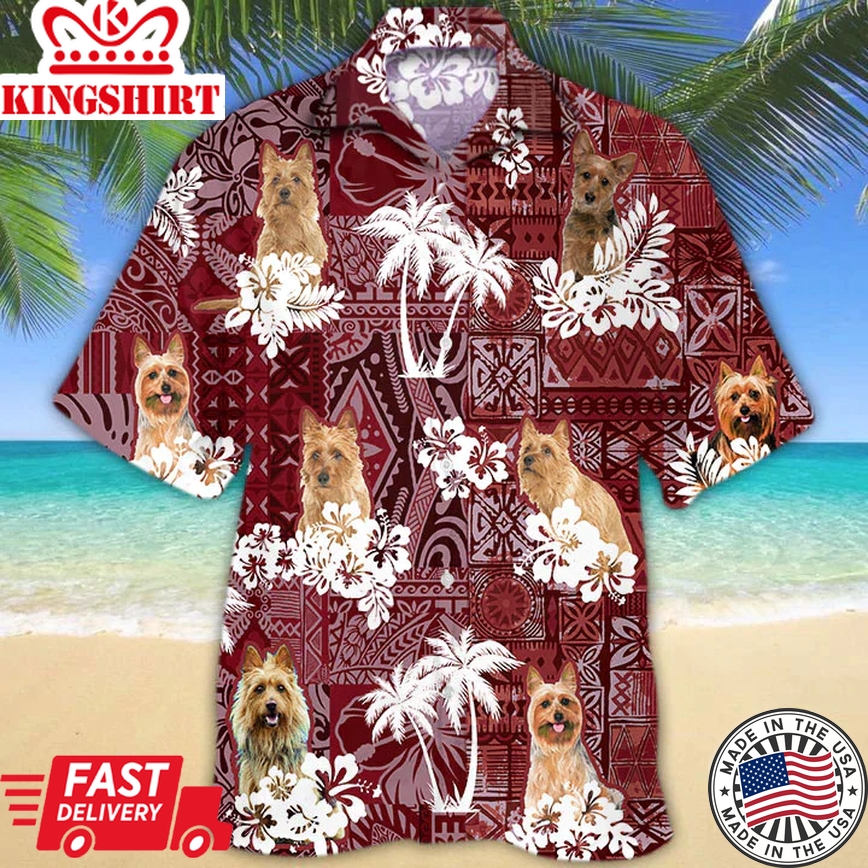 Australian Terrier Red Trendy Hawaiian Shirt, Trendy Hawaiian Shirt For Men, Women, Aloha Shirt For Summer