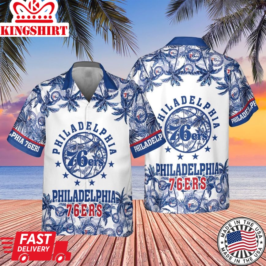 Authentic Philadelphia 76Ers Ocean Wave Aloha Shirt