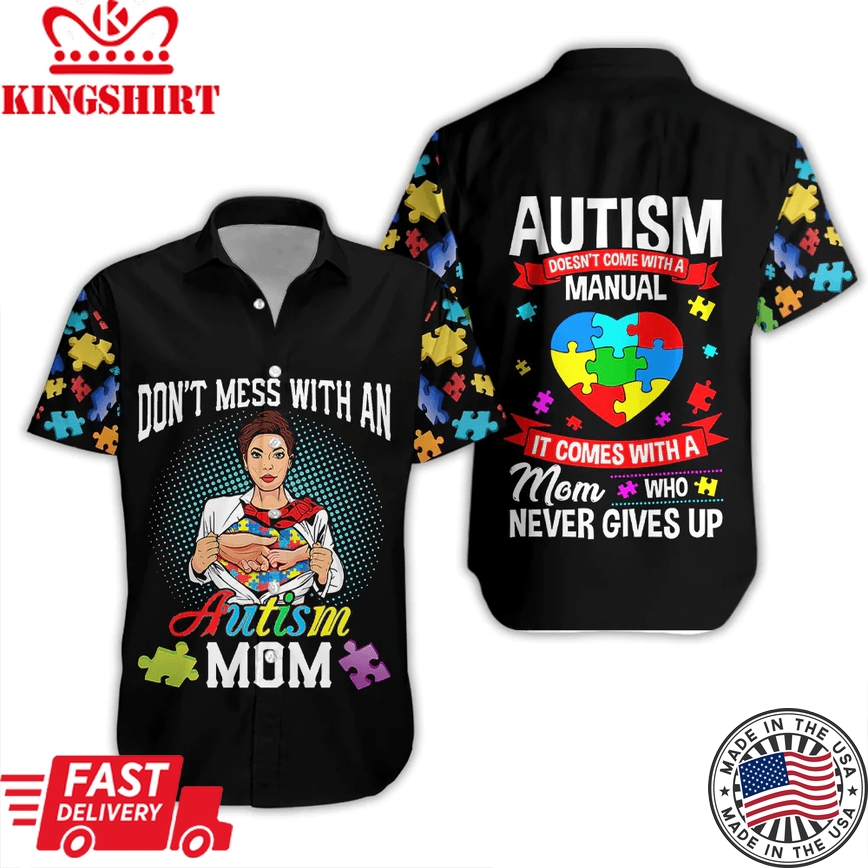 Autism Mom Puzzles Super Mom Trendy Hawaiian Shirt