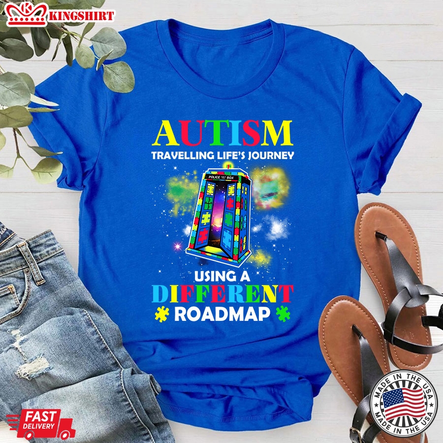 Autism Travelling Life's Journey Using A Different Roadmap T-Shirt