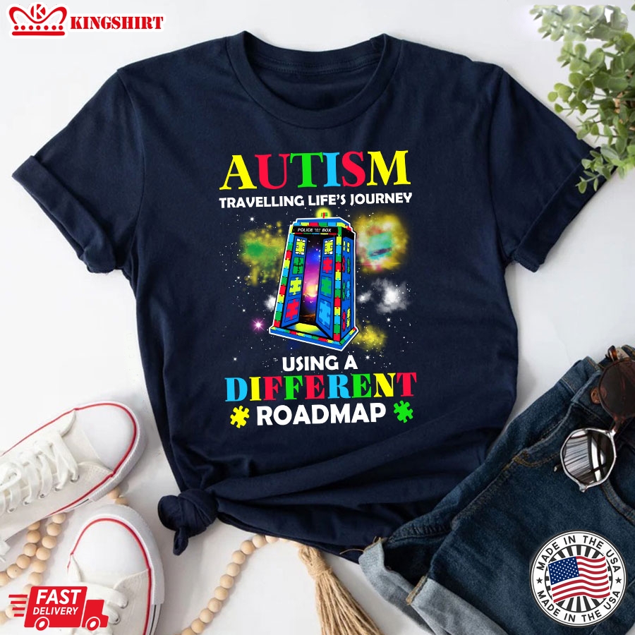 Autism Travelling Life's Journey Using A Different Roadmap T-Shirt