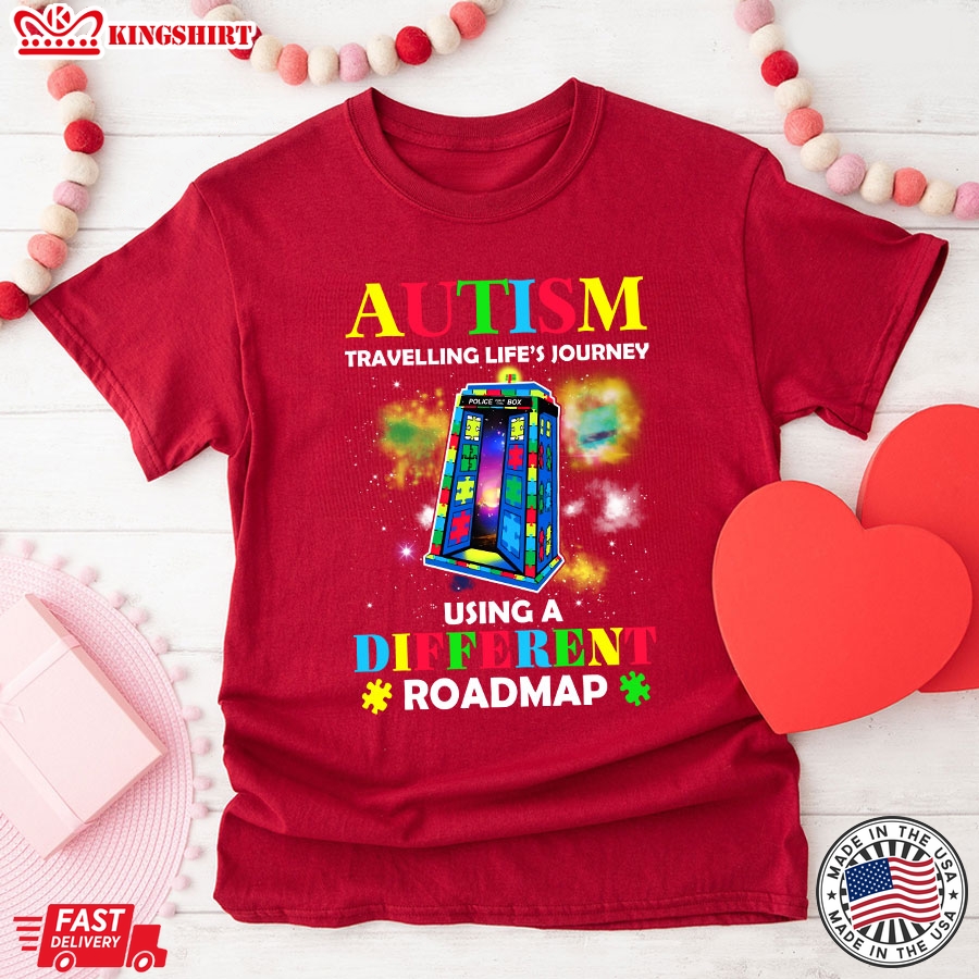 Autism Travelling Life's Journey Using A Different Roadmap T-Shirt