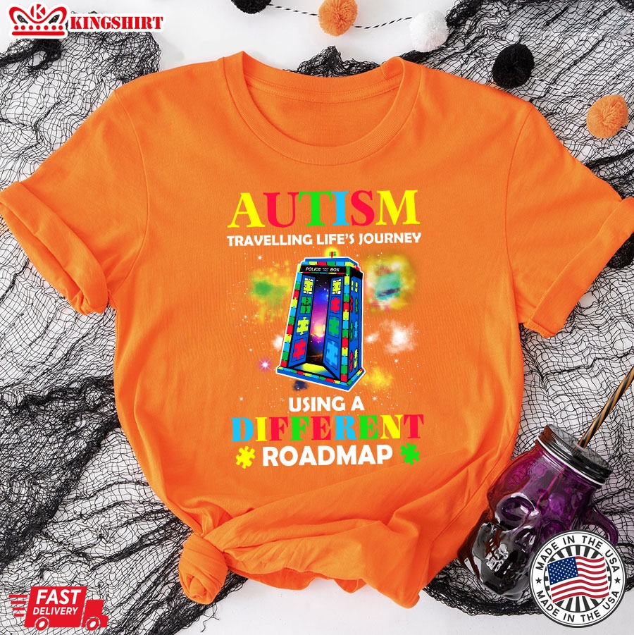 Autism Travelling Life's Journey Using A Different Roadmap T-Shirt