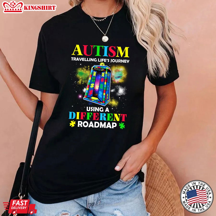 Autism Travelling Life's Journey Using A Different Roadmap T-Shirt