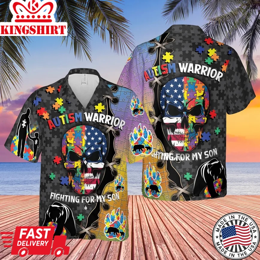 Autism Warrior Fighting For My Son Trendy Hawaiian Shirt