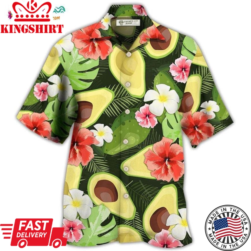 Avocado Tropical Floral Hawaiian Shirt