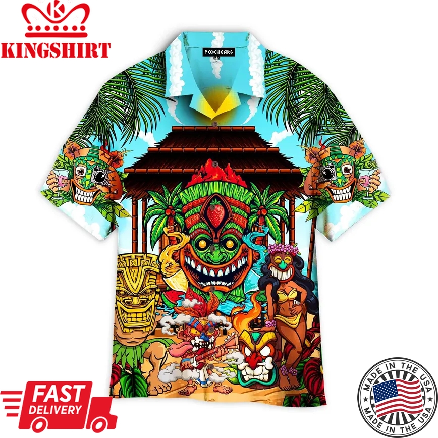 Awesome Colorful Tiki Bar Trendy Hawaiian Shirt