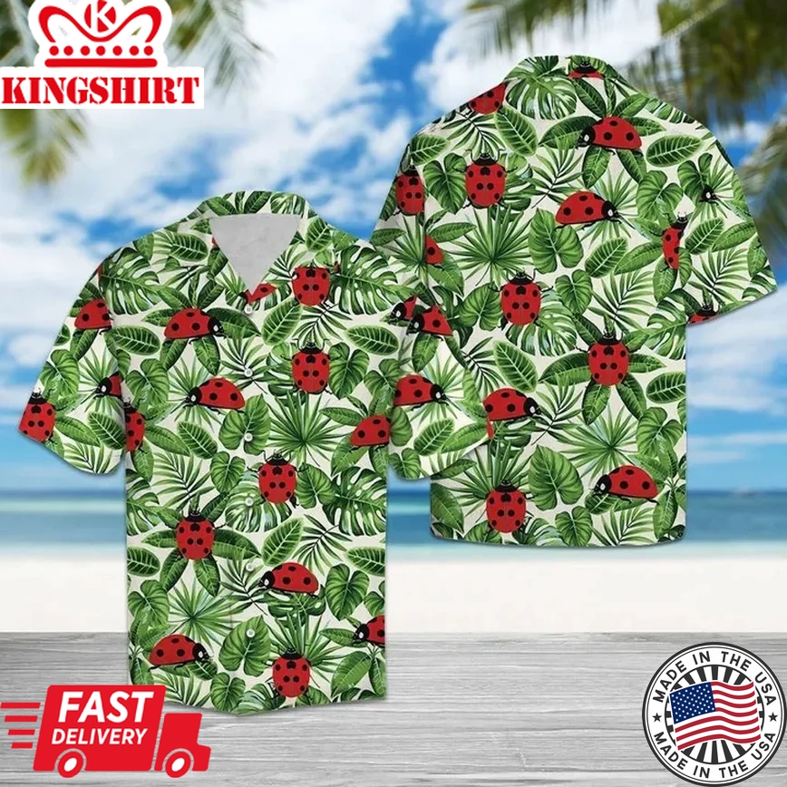 Awesome Ladybug With Different Plants Pattern Trendy Hawaiian Shirt