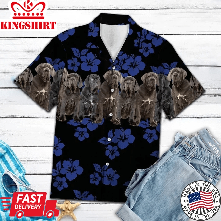 Awesome Neapolitan Mastiff Dog Group On Hibiscus Pattern Trendy Hawaiian Shirt