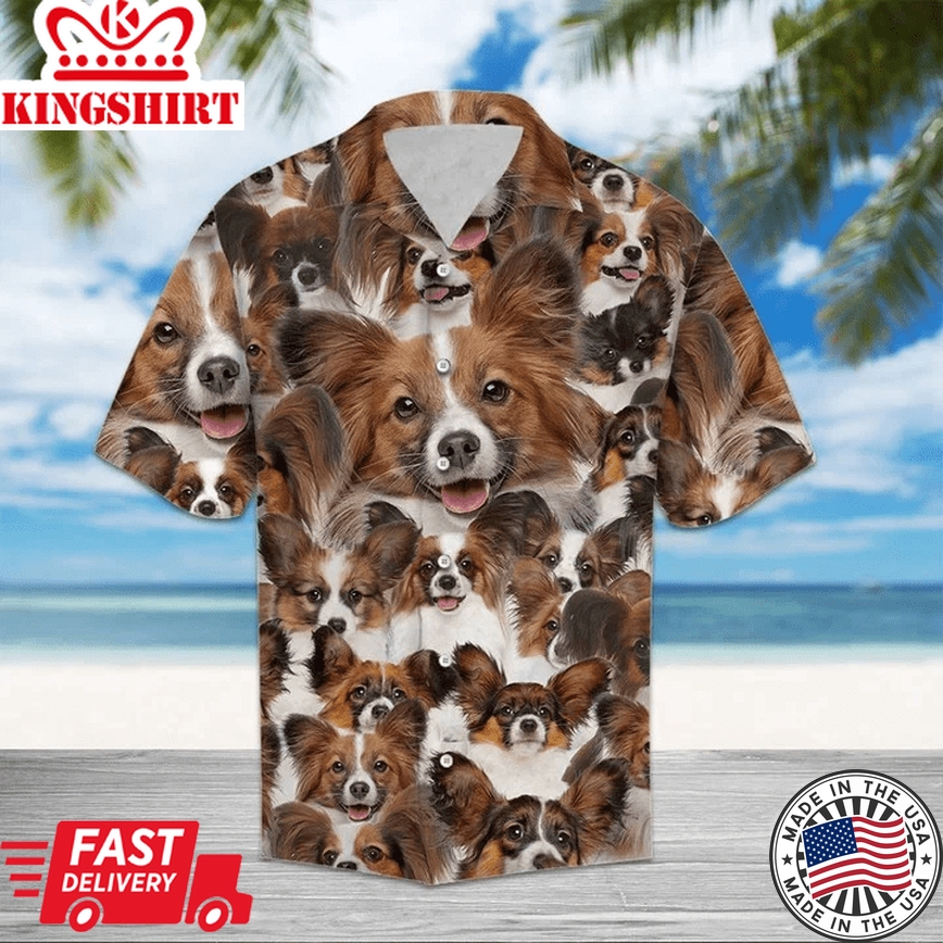 Awesome Papillon Animal Face Collection Trendy Hawaiian Shirt