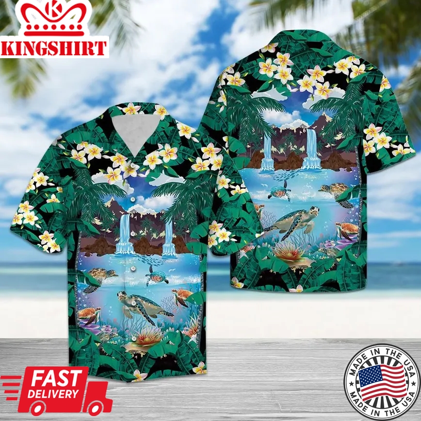 Awesome Turtle Trendy Hawaiian Shirt, Turtle Lover Trendy Hawaiian Shirt For