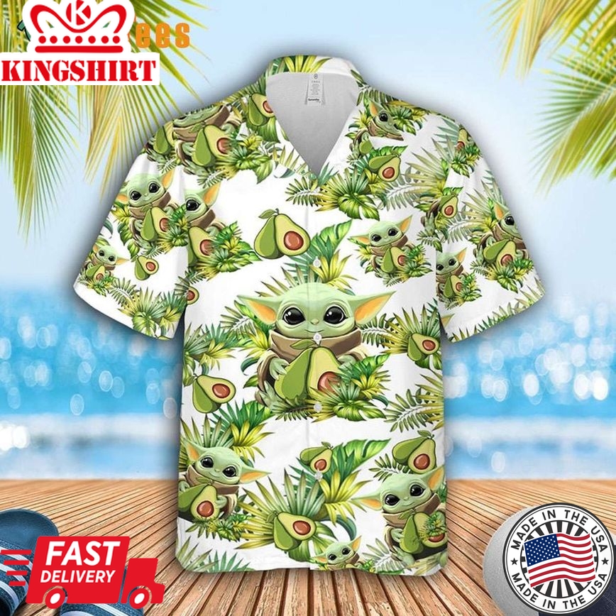 Baby Yoda Avocado Star Wars Trendy Hawaiian Shirt, Gifts For Star Wars Fans Perfect Gifts For Your Loved Ones