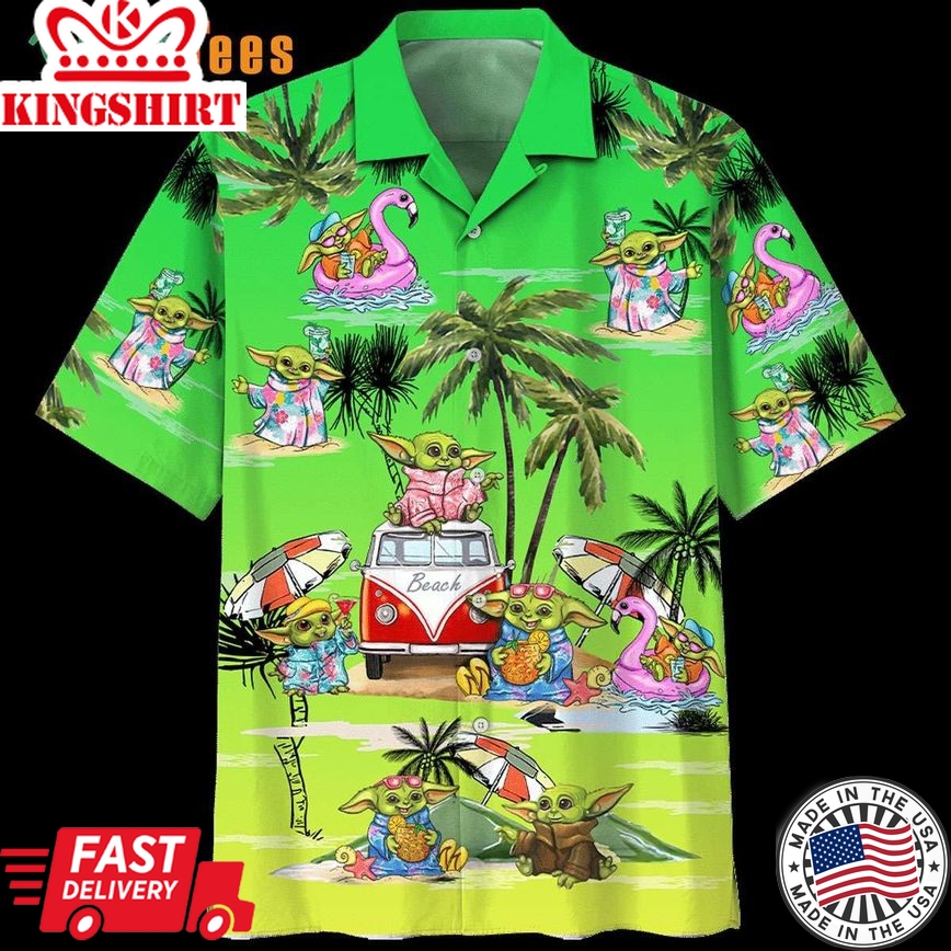 Baby Yoda Graphic Star Wars Trendy Hawaiian Shirt, Gifts For Star Wars Fans Perfect Gifts For Your Loved Ones