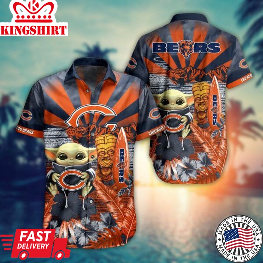 Baby Yoda Style: NFL Chicago Bears Hawaiian Shirt, Summer Collection, Trending Hawaiian Shirts