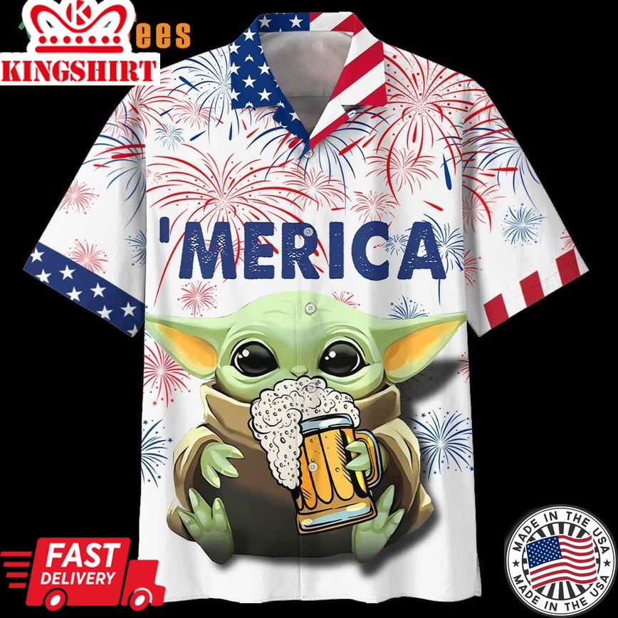 Baby Yoda With Beer Star Wars Trendy Hawaiian Shirt Perfect Gifts For Your Loved Ones