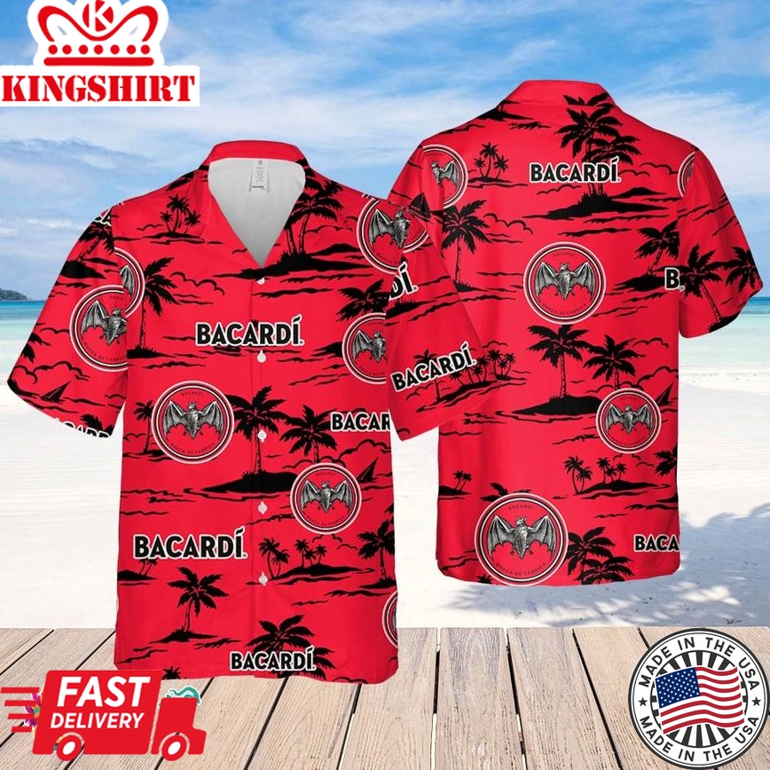 Bacardi Hawaiian Beach Pattern Shirt, Hawaii Beer Shirt,Bacardi Hawaiian Summer Shirt, Bacardi Aloha Shirt