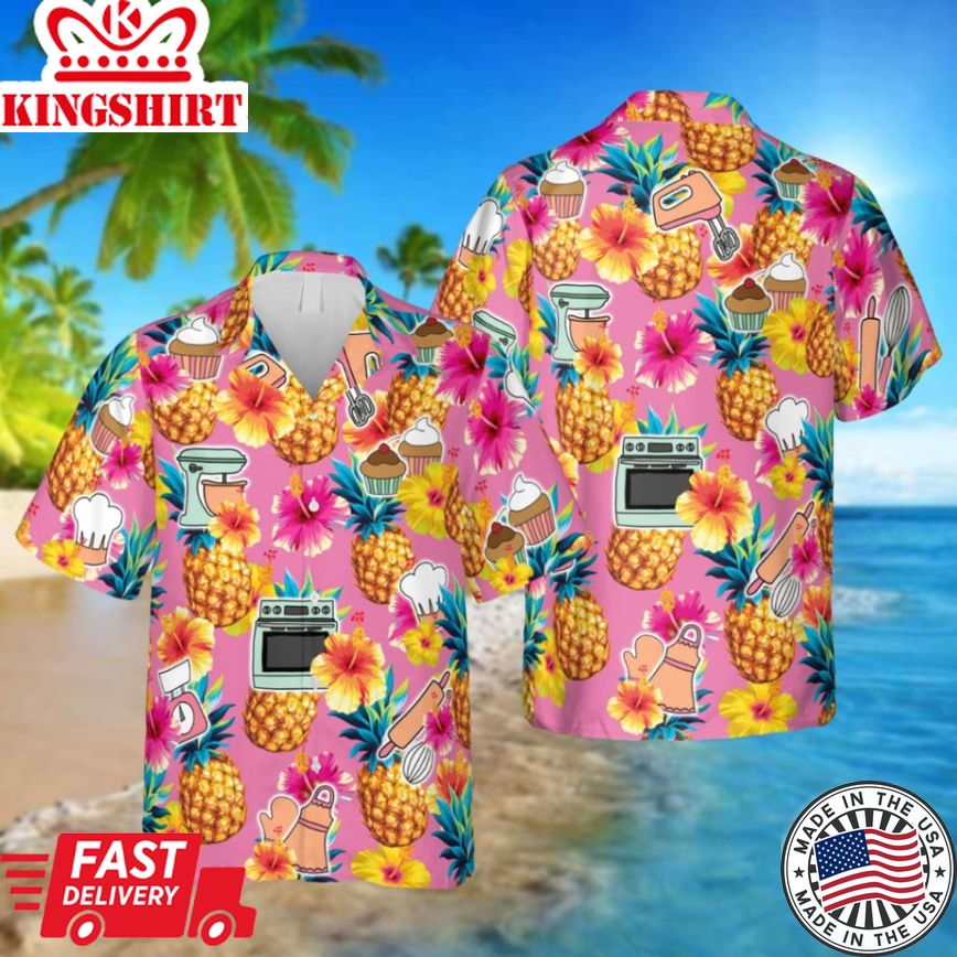 Bakery Pineapple Pink Hawaii Shirt, Summer Shirt