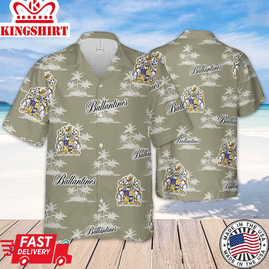 Ballantines Hawaiian Coconut Island Pattern Hawaiian Beer Lover Shirt, Classic Flowers Beer Aloha Shirt