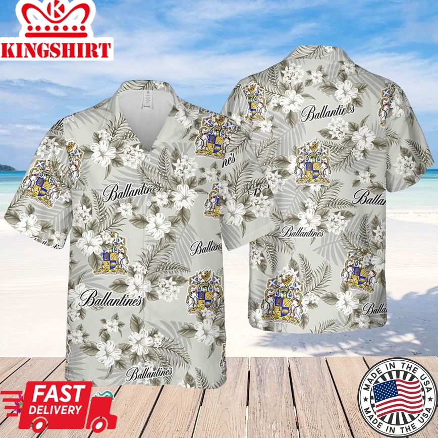 Ballantines Hawaiian Flowers Pattern Shirt, Hawaii Beer Loves Shirt, Summer Hawaii Shirt Beer, Flowers Shirt