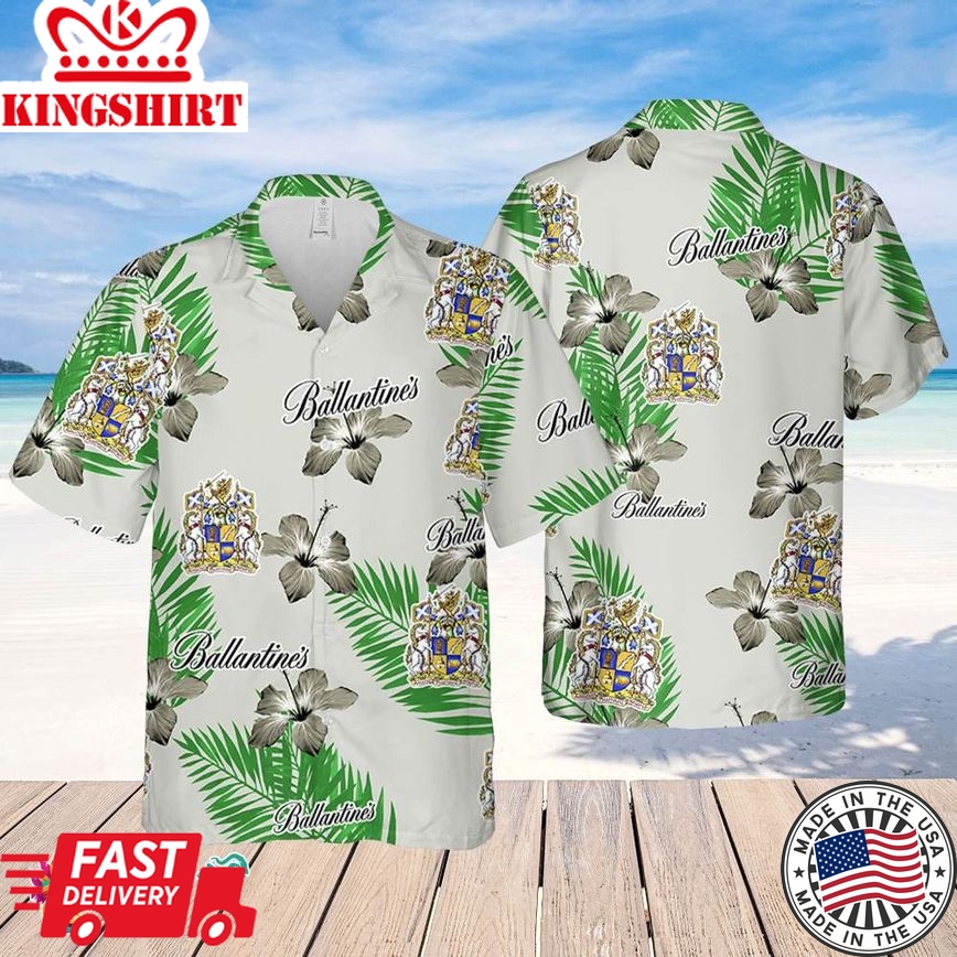 Ballantines Hawaiian Hibiscus Flower Pattern,Tropical Beach Shirt, Hawaiian Flower Shirt, Hawaiian Beer Shirt