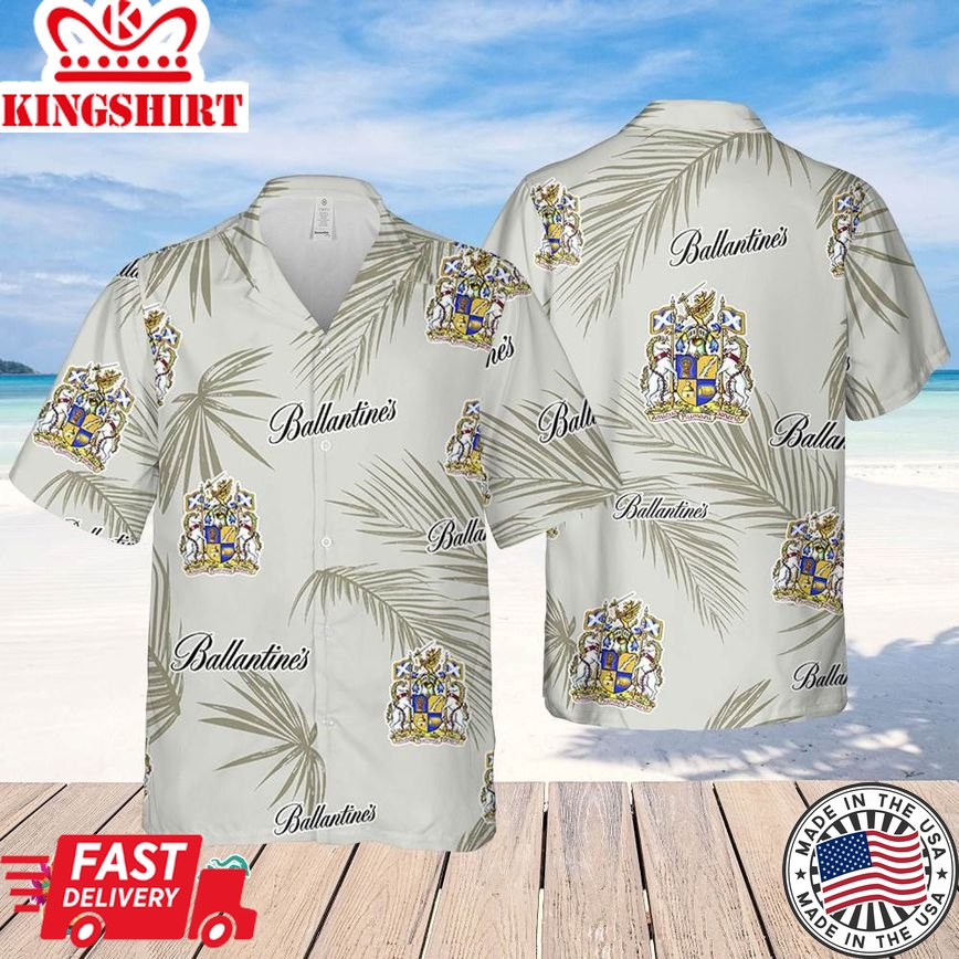 Ballantines Hawaiian Palm Leaves Pattern Shirt, Beer Summer Party Hawaiian Shirt, Ballantines Beer Shirt