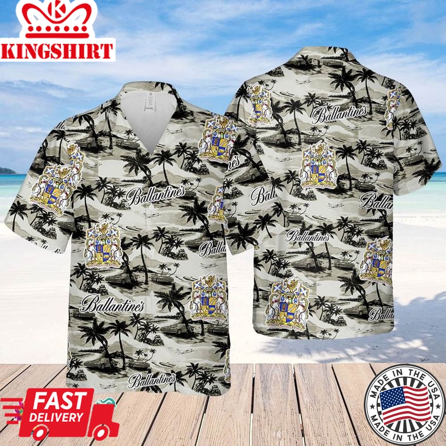 Ballantines Hawaiian Sea Island Pattern Shirt, Summer Beer Hawaiian Shirt