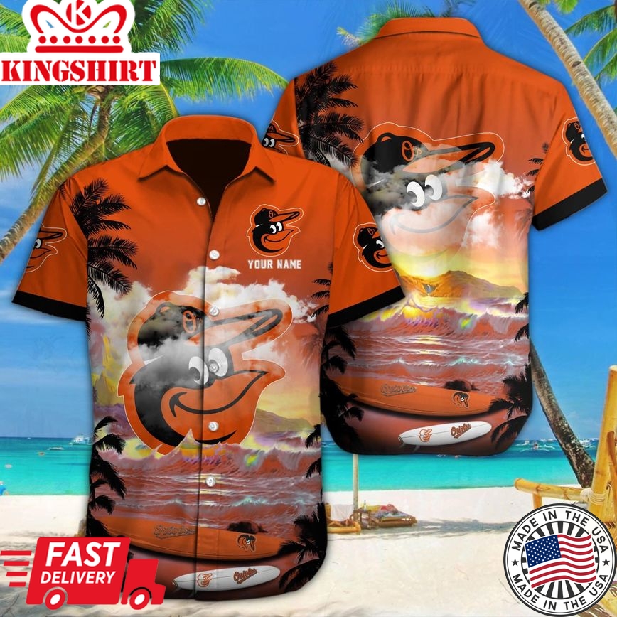 Baltimore Orioles Hawaiian Shirt With Name Customization